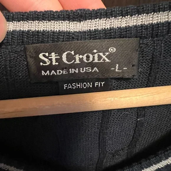 St. Croix Large cable knit V-neck sweater Slim Fit - Picture 2 of 5